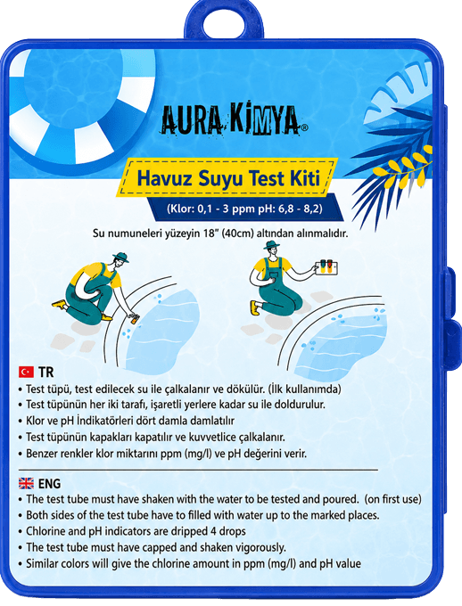 Aura Kimya Havuz Suyu Sıvılı Test Kiti (Klor & pH Ölçüm Kiti)