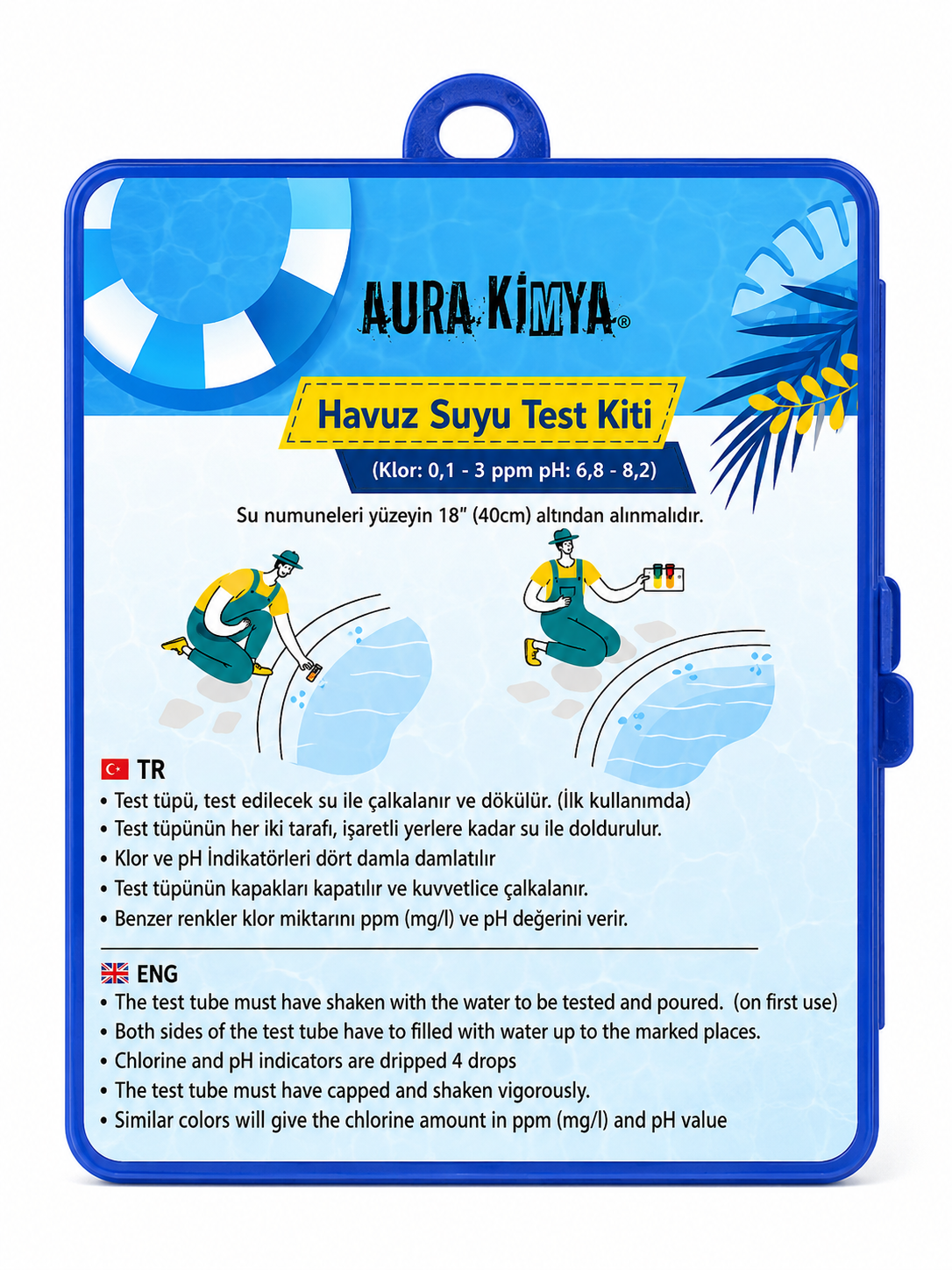 Aura Kimya Havuz Suyu Sıvılı Test Kiti (Klor & pH Ölçüm Kiti)